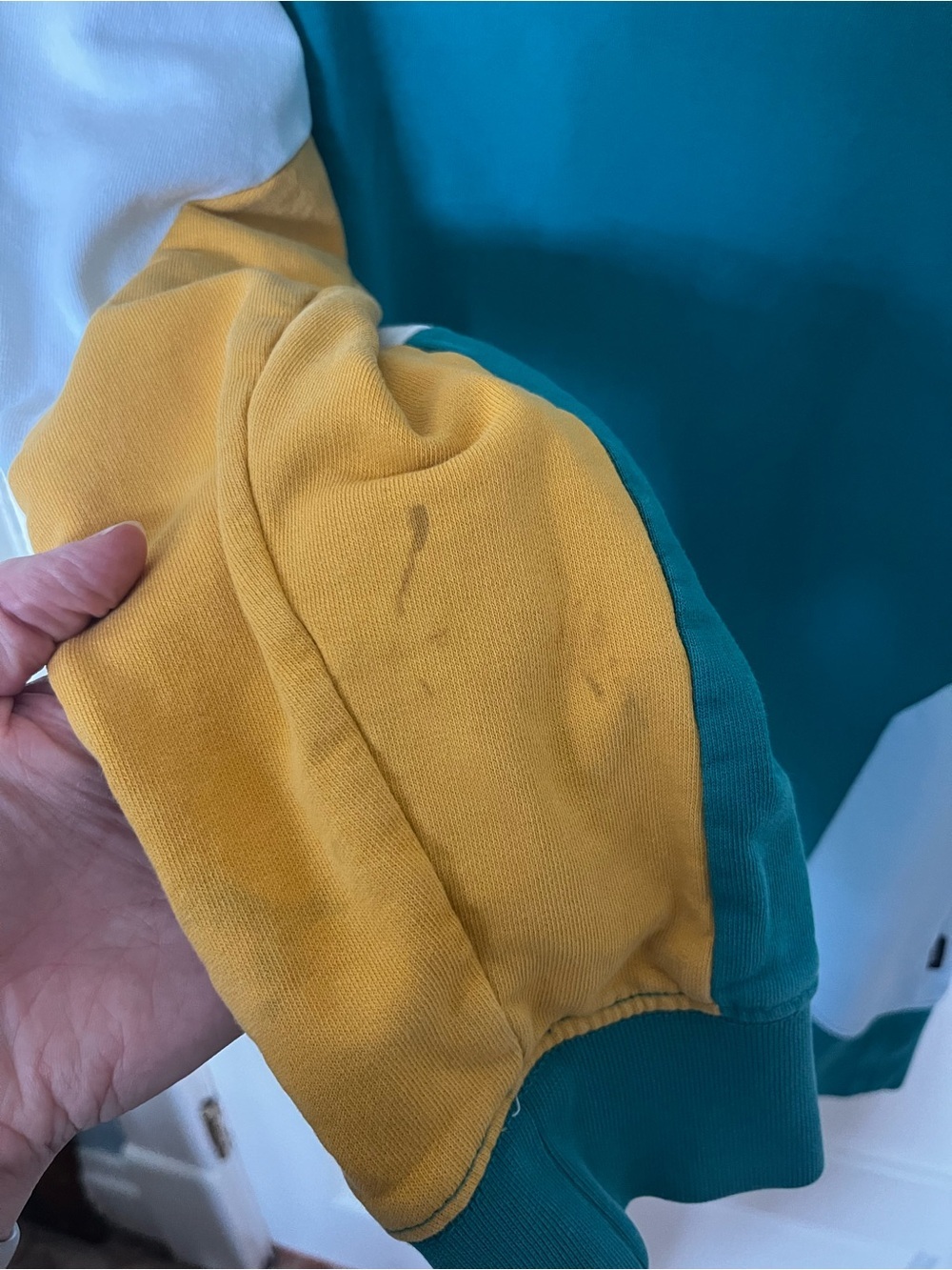 Vans Colorblock Crewneck Sweatshirt | Teal Blue Mustard | Unisex - Picture 8 of 13